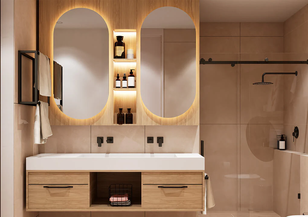 Espejo doble elegante de gran tamaño